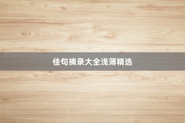 佳句摘录大全浅薄精选